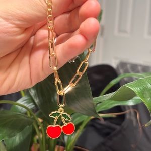 Handmade cherry bracelet gold